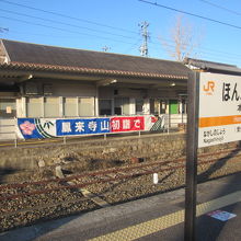 ホーム側から眺めた駅舎の様子