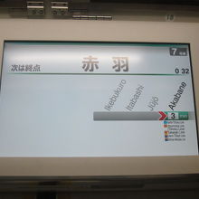 こんな赤羽止まりの車内モニターも味わい深いですね。