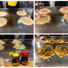 カウンターだとお好み焼きの出来るまでが見れて楽しいです。