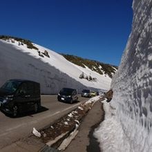 山頂付近の雪壁