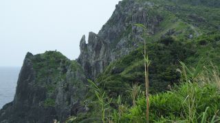 鳥がクチバシを開けたような形をした奇岩