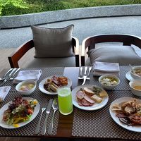 8階の朝食会場のテラス席