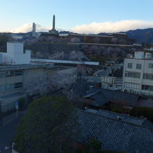 部屋からの風景　舞鶴城公園が見えます