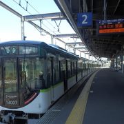 京阪電車本線中書島～宇治を結ぶ盲腸線