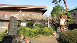 狸の置物がいっぱい