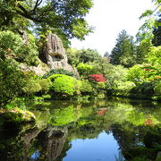 壮大な庭があるお寺