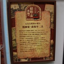 青梅駅構内にあった赤塚不二夫会館のレトロ調案内