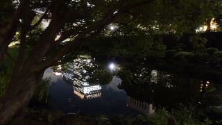 池に反射するビル群が印象的でした