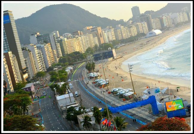 リオデジャネイロで最も有名な海岸線の大通り：アトランチカ通り（コパカバーナ海岸前／リオデジャネイロ／ブラジル）