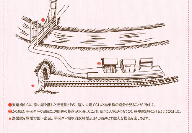 この秘境駅は天竜川にかかる橋からの景色が魅力です。