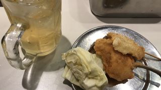 新幹線乗車前の串カツ