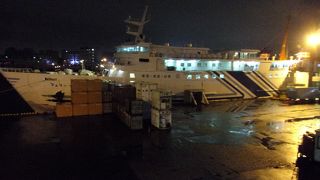 博多港を深夜に出発して壱岐と対馬へ行くフェリー