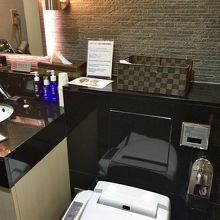 鏡に少し映っているのはダイソンのドライヤーです