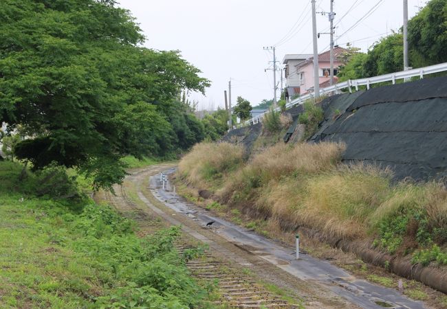 随所に廃線跡が残っています　ホームも数駅で残っていました