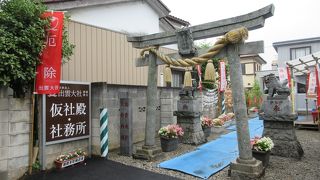 社殿は改修中でした