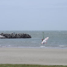 ウインドサーフィンを楽しむ若者