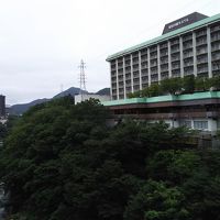 ふれあい橋からホテルをのぞむ。