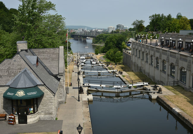 水門の数が多く、現役バリバリの運河
