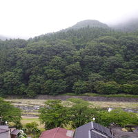 部屋からの眺め。箒川が見えます