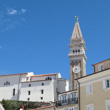 タルティーニ広場から見た聖ユーリ教会の鐘楼