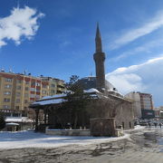 広い公園の中央にあるモスク