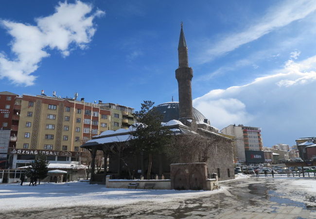 広い公園の中央にあるモスク