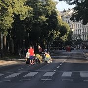 モーツアルトの像がある緑豊かな広い庭園