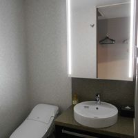 洗面とトイレ、トイレはもちろんウォシュレット付き。