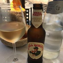 シチリアビールと白ワイン