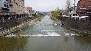 この川を越えると観光の中心地