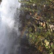 龍王峡の虹見の滝、滝の所で虹が見えました