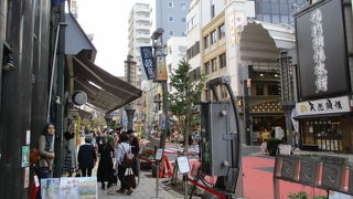 老舗の天麩羅屋、お芋羊羹屋などあり賑わってます。