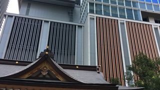 ビルの谷間にあります