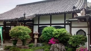 立派な日本伝統建築の建物と、よく手入れされている日本庭園