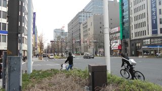 大阪の中心部の並木通り