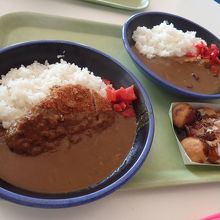 カレー、揚げたこ焼き。麺類もありましたよ。