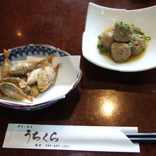 ひいらぎの唐揚げといわしつみれ煮