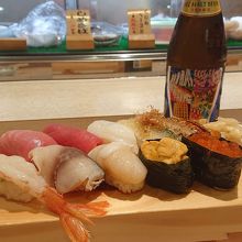 ビールと握り鮨
