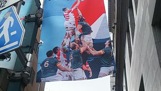 ラグビーワールドカップ2019のバナーと虹！