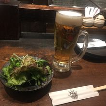 生ビールとお通し