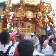 美しい神輿が間近で見られます