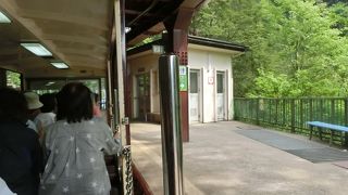 黒薙駅の前に見える水色の橋