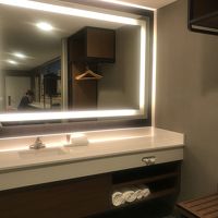 洗面所の鏡は女優鏡で綺麗に写る