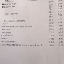 ビールのメニュー