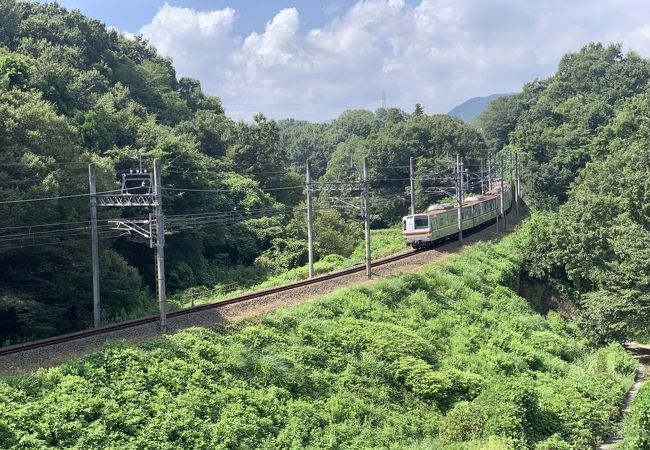 東武東上線の撮影スポットは、小川町駅～武蔵嵐山駅間の菖蒲沢橋の上からがお勧めです。