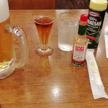 中ジョッキと電気ブラン