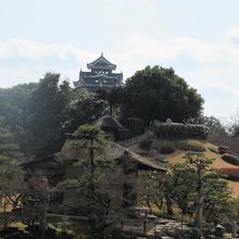 岡山城を背景にした唯心山