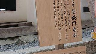 重要文化財の筋鉄門東塀