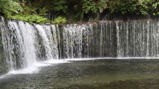 横に長いキラキラ光る水のカーテン