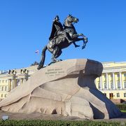 額装品　古典版画　ピュートル大帝の青銅騎馬像　ロシア ピョートル大帝「青銅の騎士像」と芸術広場など ～ロシア二都